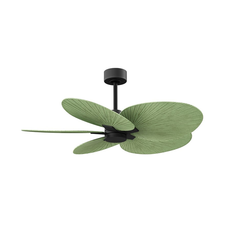 Matthews Fans Alessandra Tropical 48in 5-Blade Ceiling Fan | Transitional Matte Black and Palm Leaf ABS Blades | Outdoor Patio | Model AKTP-BK-PL