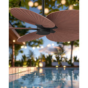 Matthews Fans Alessandra Tropical 48in 5-Blade Ceiling Fan | Transitional Matte Black and Walnut Tone ABS Blades | Covered Patio | Model AKTP-BK-WN