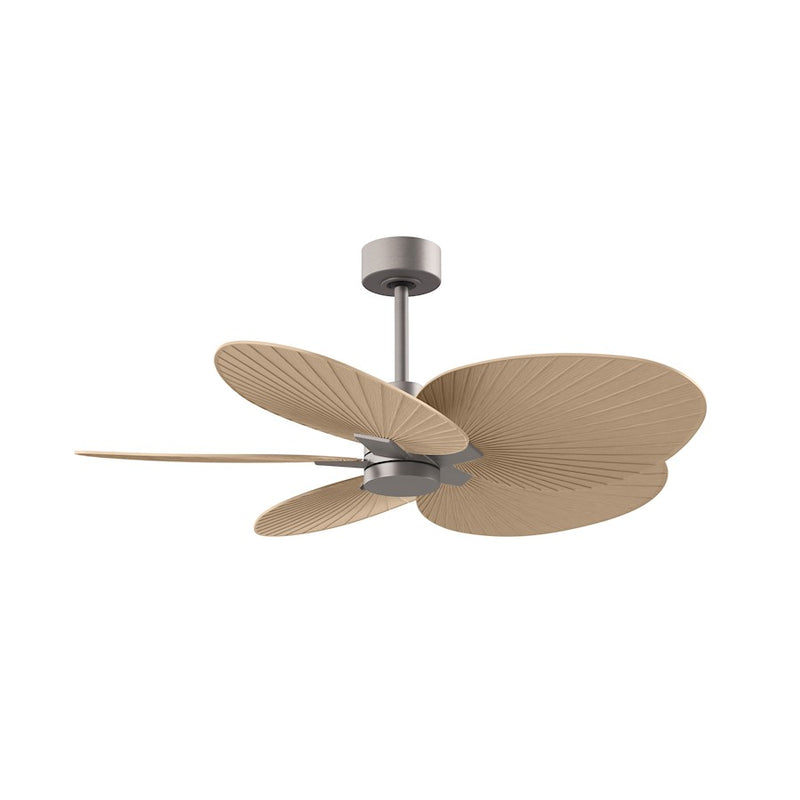 Matthews Fans Alessandra Tropical 48in 5-Blade Ceiling Fan | Transitional Brushed Nickel and Light Maple ABS | Covered Patio | Model AKTP-BN-LM