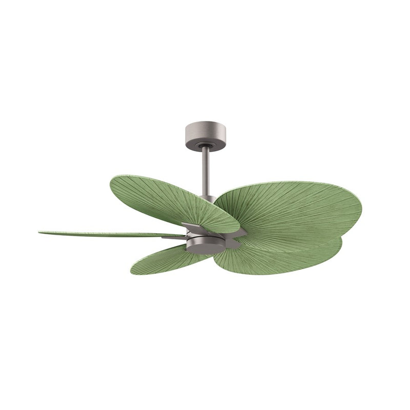 Matthews Fans Alessandra Tropical 48in 5-Blade Ceiling Fan | Transitional Brushed Nickel and Palm Leaf ABS | Covered Patio & Large | Model AKTP-BN-PL