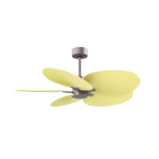 Matthews Fans Alessandra Tropical 48in 5-Blade Ceiling Fan | Transitional Brushed Nickel and Light Yellow ABS Blades | Covered | Model AKTP-BN-YE