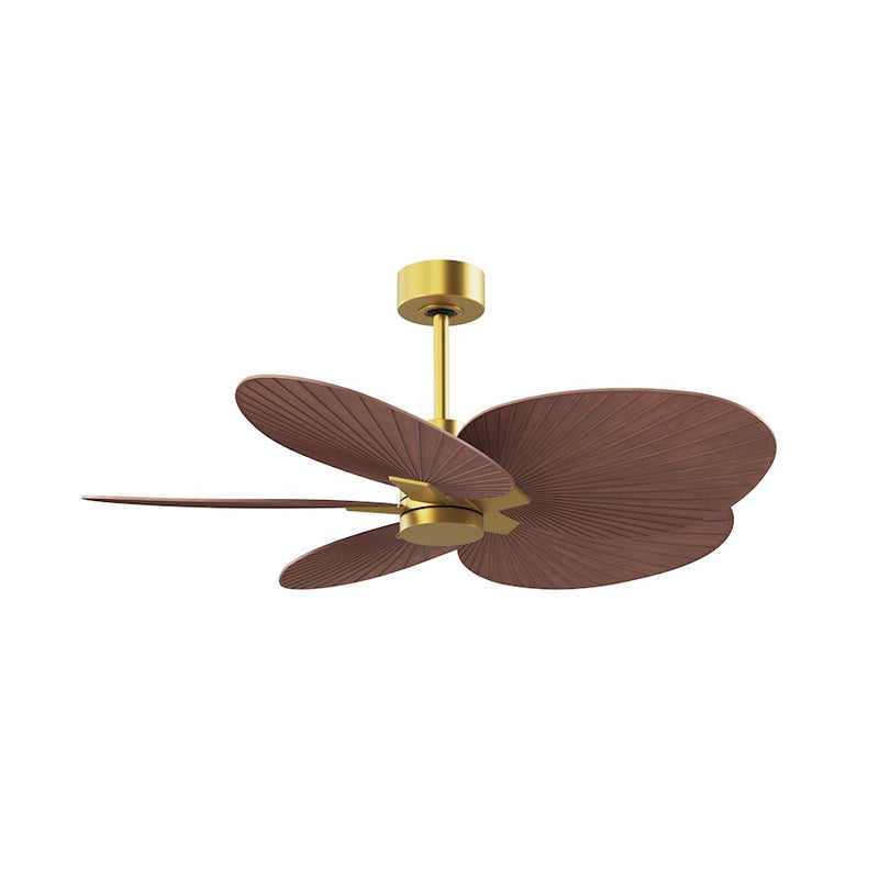 Matthews Fans Alessandra Tropical 48in 5-Blade Ceiling Fan | Transitional Brushed Brass and Walnut Tone ABS Blades | Covered | Model AKTP-BRBR-WN