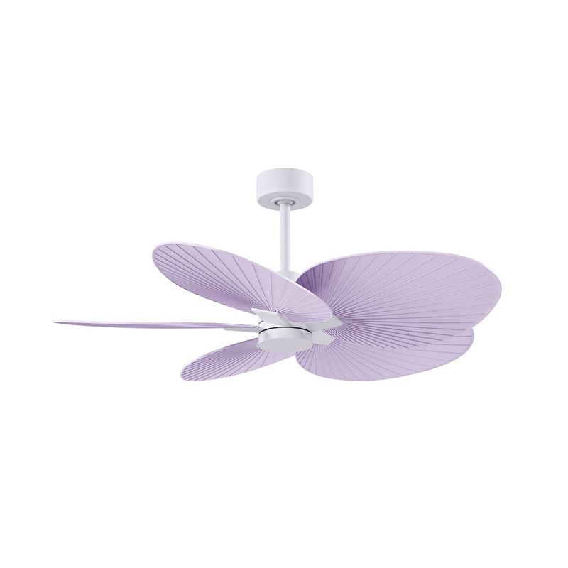 Matthews Fans Alessandra Tropical 48in 5-Blade Ceiling Fan | Transitional Matte White and Lilac ABS | Covered Patio & Large | Model AKTP-MWH-LI