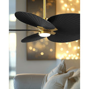 Matthews Fans Alessandra Tropical 48in 5-Blade Ceiling Fan | Transitional Matte Black and Matte Black ABS Blades | Covered Patio | Model AKTPLK-BK-BK