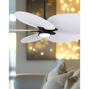 Matthews Fan Alessandra Tropical 48in 5-Blade Ceiling Fan | Transitional Matte Black and Matte White ABS Blades | Covered Patio | Model AKTPLK-BK-MWH