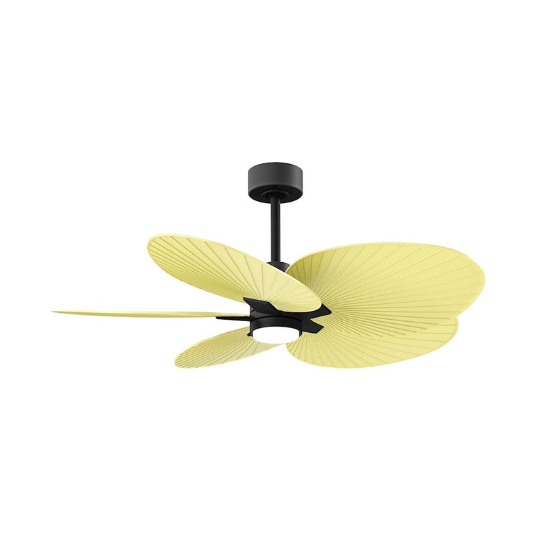 Matthews Fan Alessandra Tropical 48in 5-Blade Ceiling Fan | Transitional Matte Black and Light Yellow ABS | Covered Patio & Open | Model AKTPLK-BK-YE