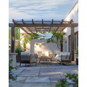 Matthews Fans Alessandra Tropical 48in 5-Blade Ceiling Fan | Brushed Nickel and Light Blue ABS Blades | Covered Patio & Living | Model AKTPLK-BN-BL