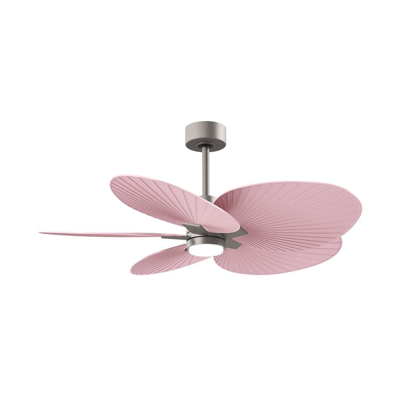 Matthews Fans Alessandra Tropical 48in 5-Blade Ceiling Fan | Transitional Brushed Nickel and Palm Leaf ABS | Covered Patio | Model AKTPLK-BN-PL