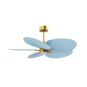 Matthews Fans Alessandra Tropical 48in 5-Blade Ceiling Fan | Brushed Brass and Light Blue ABS Blades | Covered Patio & Large | Model AKTPLK-BRBR-BL