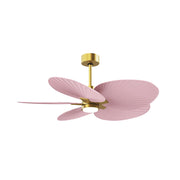 Matthews Fans Alessandra Tropical 48in 5-Blade Ceiling Fan | Brushed Brass and Light Pink ABS Blades | Covered Patio & Outdoor | Model AKTPLK-BRBR-PI