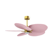 Matthews Fans Alessandra Tropical 48in 5-Blade Ceiling Fan | Brushed Brass and Light Pink ABS Blades | Covered Patio & Outdoor | Model AKTPLK-BRBR-PI