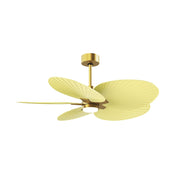 Matthews Fans Alessandra Tropical 48in 5-Blade Ceiling Fan | Transitional Brushed Brass and Light Yellow ABS Blades | Covered | Model AKTPLK-BRBR-YE