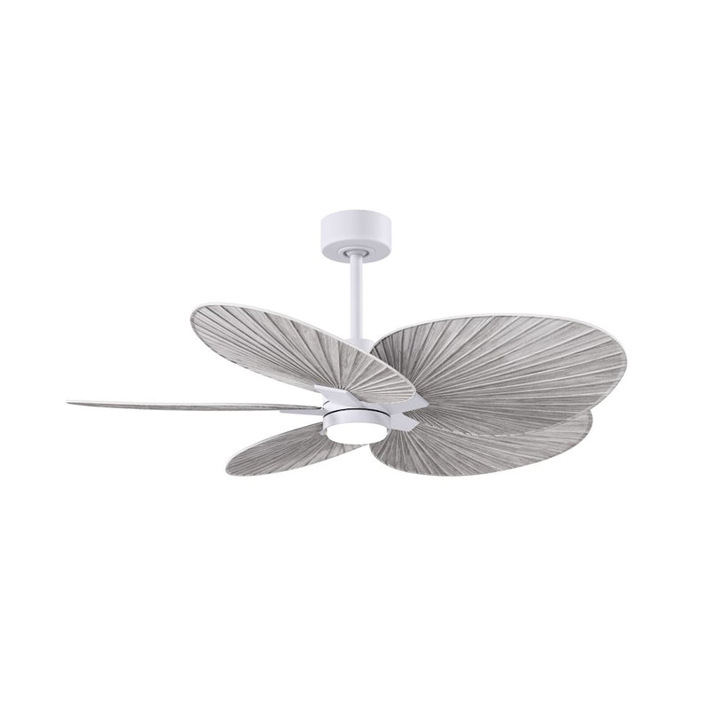 Matthews Fans Alessandra Tropical 48in 5-Blade Ceiling Fan | Transitional Matte White and Barn Wood Tone ABS Blades | Covered | Model AKTPLK-MWH-BW