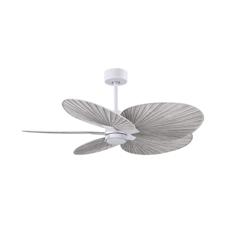 Matthews Fans Alessandra Tropical 48in 5-Blade Ceiling Fan | Transitional Matte White and Barn Wood Tone ABS Blades | Covered | Model AKTPLK-MWH-BW