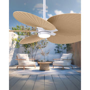 Matthews Fans Alessandra Tropical 48in 5-Blade Ceiling Fan | Transitional Matte White and Light Maple ABS Blades | Covered | Model AKTPLK-MWH-LM