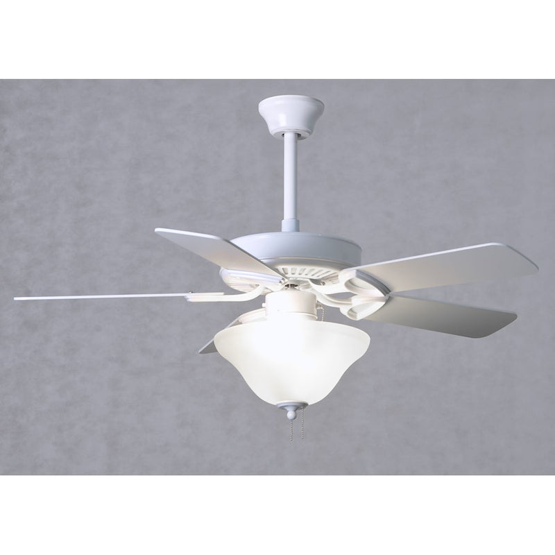 Matthews Fans America 42in 2-Light LED Ceiling Fan | Contemporary Gloss White and Frosted Glass | Bedroom & Small Living Room | Model AM-USA-WH-42-LK