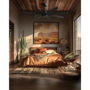 Matthews Fan Company Ariella 64in 8-Blade Ceiling Fan | Contemporary Matte Black | Great Room & Covered Patio | 64 x 64 x 8.5 in | Model AN-BK-BK-64
