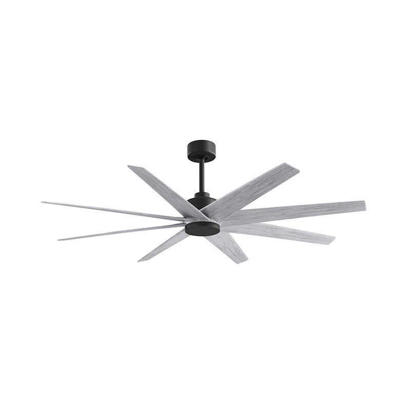 Matthews Fans Ariella 64in 8-Blade Ceiling Fan | Contemporary Matte Black and Barn Wood Tone ABS Blades | Covered Patio & Great | Model AN-BK-BW-64