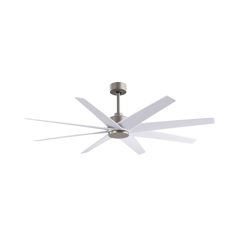 Matthews Fans Ariella 64in 8-Blade Ceiling Fan | Contemporary Brushed Nickel and Matte White ABS | Great Rooms & Covered Patios | Model AN-BN-MWH-64