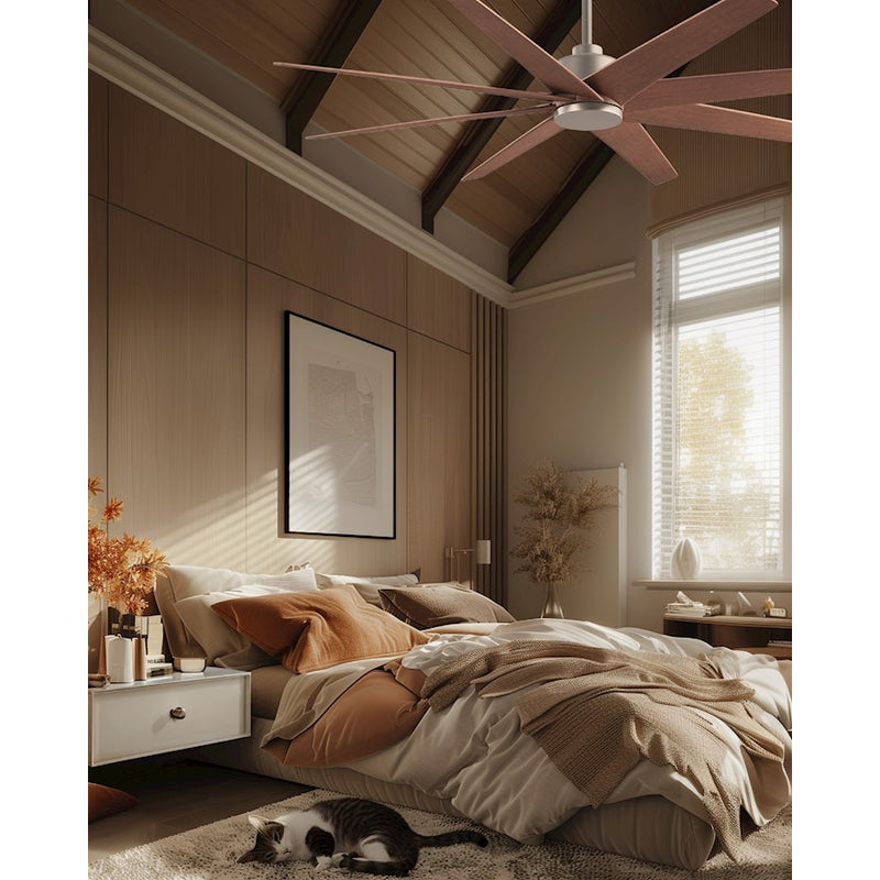 Matthews Fans Ariella 64in 8-Blade Ceiling Fan | Contemporary Brushed Nickel and Walnut Tone ABS | Great Rooms & Open Living | Model AN-BN-WN-64