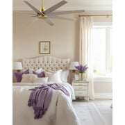 Matthews Fans Ariella 64in 8-Blade Ceiling Fan | Contemporary Brushed Brass and Gray Ash ABS | Great Rooms & Covered Patios | Model AN-BRBR-GA-64
