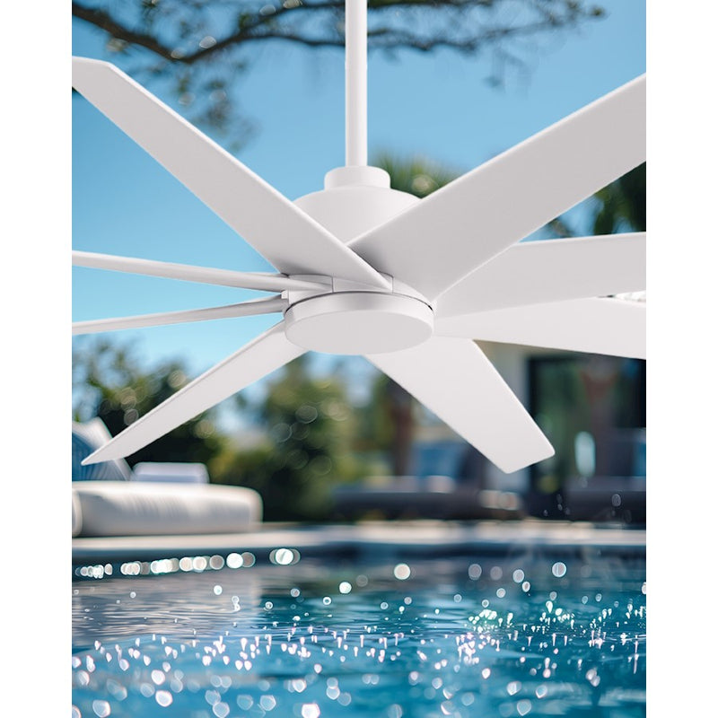 Matthews Fans Ariella 64in 8-Blade Ceiling Fan | Contemporary Matte White ABS Blades | Great Rooms & Covered Patios | Model AN-MWH-MWH-64