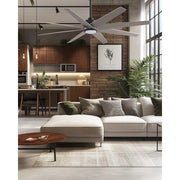 Matthews Fans Ariella 64in 8-Blade Ceiling Fan | Contemporary Matte Black and Brushed Nickel ABS | Great Rooms & Covered Patios | Model ANLK-BK-BN-64