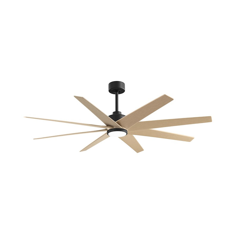 Matthews Fans Ariella 64in 8-Blade Ceiling Fan | Contemporary Matte Black and Light Maple Tone ABS Blades | Great Rooms | Model ANLK-BK-LM-64