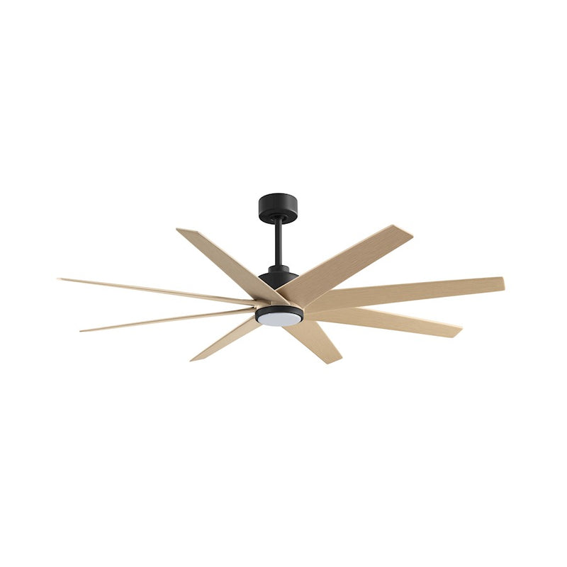 Matthews Fans Ariella 64in 8-Blade Ceiling Fan | Contemporary Matte Black and Light Maple Tone ABS Blades | Great Rooms | Model ANLK-BK-LM-64