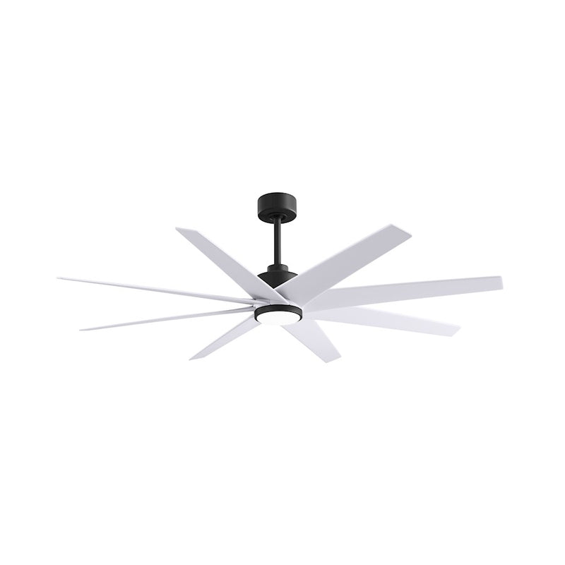 Matthews Fans Ariella 64in 8-Blade Ceiling Fan | Contemporary Matte Black and Matte White ABS Blades | Great Rooms | Model ANLK-BK-MWH-64