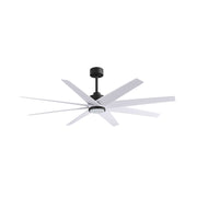 Matthews Fans Ariella 64in 8-Blade Ceiling Fan | Contemporary Matte Black and Matte White ABS Blades | Great Rooms | Model ANLK-BK-MWH-64