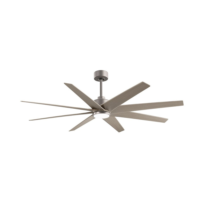 Matthews Fans Ariella 64in 8-Blade Ceiling Fan | Contemporary Brushed Nickel and Gray Ash ABS Blades | Great Rooms | Model ANLK-BN-GA-64