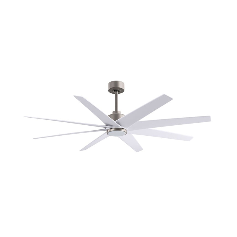 Matthews Fans Ariella 64in 8-Blade Ceiling Fan | Brushed Nickel and Matte White ABS Blades | Great Rooms & Covered Patios | Model ANLK-BN-MWH-64