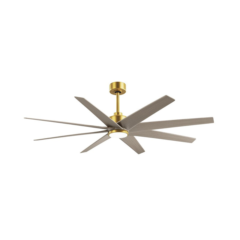 Matthews Fans Ariella 64in 8-Blade Ceiling Fan | Contemporary Brushed Brass and Gray Ash ABS | Great Rooms & Open Living | Model ANLK-BRBR-GA-64