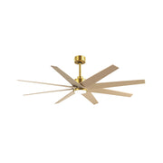 Matthews Fans Ariella 64in 8-Blade Ceiling Fan | Contemporary Brushed Brass and Light Maple ABS | Great Rooms & Open Living | Model ANLK-BRBR-LM-64