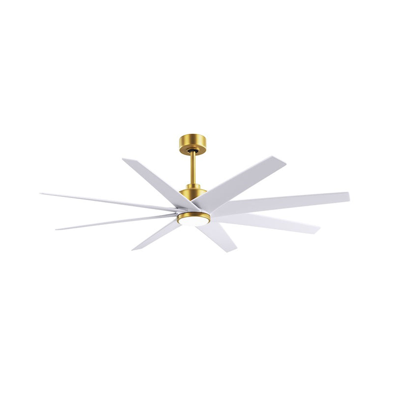 Matthews Fans Ariella 64in 8-Blade Ceiling Fan | Contemporary Brushed Brass and Matte White ABS | Great Rooms & Open Living | Model ANLK-BRBR-MWH-64