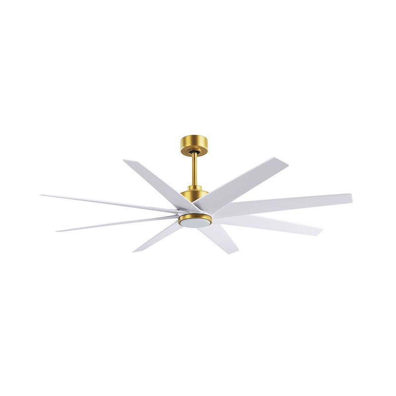 Matthews Fans Ariella 64in 8-Blade Ceiling Fan | Contemporary Brushed Brass and Matte White ABS | Great Rooms & Open Living | Model ANLK-BRBR-MWH-64