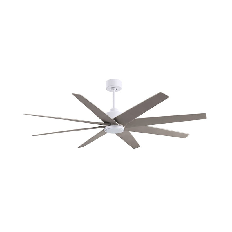 Matthews Fans Ariella 64in 8-Blade Ceiling Fan | Contemporary Matte White and Brushed Nickel ABS | Great Rooms & Covered | Model ANLK-MWH-BN-64