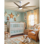 Matthews Fans Ariella 64in 8-Blade Ceiling Fan | Contemporary Matte White and Light Maple ABS | Great Rooms & Open Living | Model ANLK-MWH-LM-64