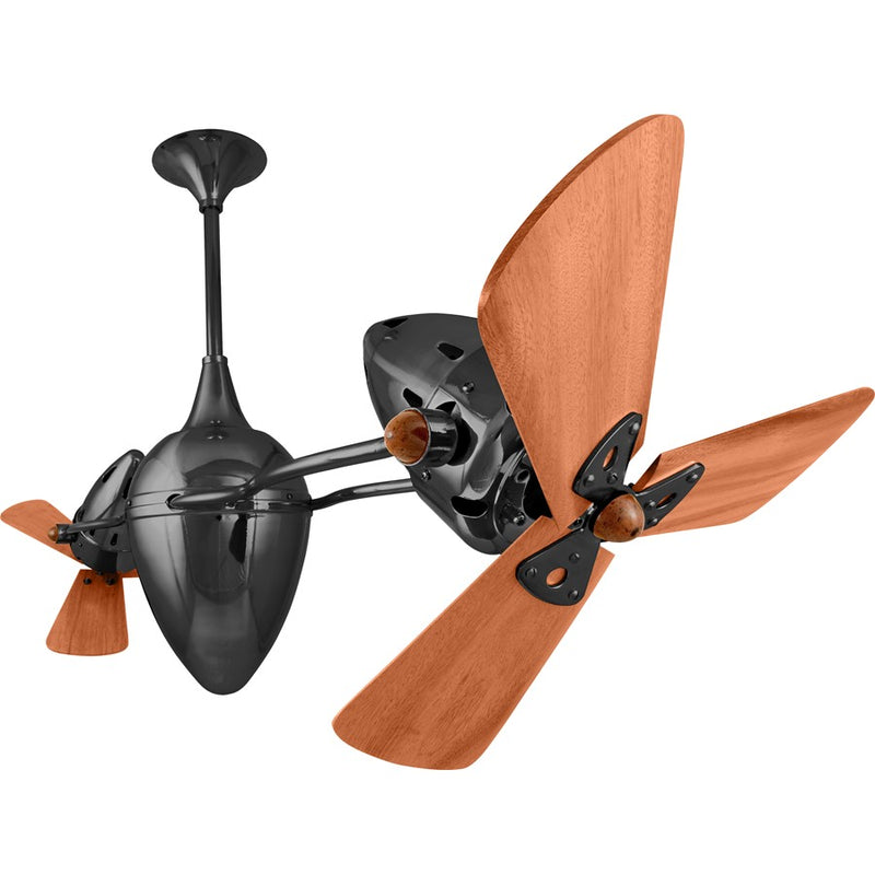 Matthews Fans Ar Ruthiane 48in 6-Blade Rotational Ceiling Fan | Contemporary Black Nickel and Mahogany Wood | Covered Patio, Porch | Model AR-BKN-WD