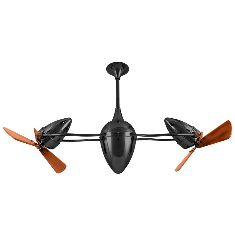 Matthews Fans Ar Ruthiane 48in 6-Blade Rotational Ceiling Fan | Contemporary Black Nickel and Mahogany Wood | Covered Patio, Porch | Model AR-BKN-WD