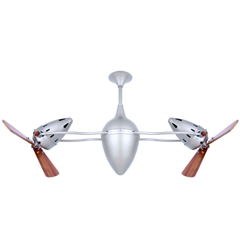 Matthews Fan Company Ar Ruthiane 48in Ceiling Fan | Brushed Nickel and Mahogany Wood | Damp Rated for Covered Patio | Model AR-BN-WD-DAMP