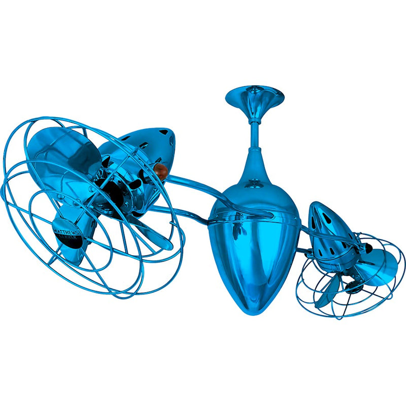 Matthews Fans Ar Ruthiane 46in Rotational Ceiling Fan | Agua Marinha and Metal | Living Room & Bedroom | 46 x 46 x 12 in | Model AR-LTBLUE-MTL