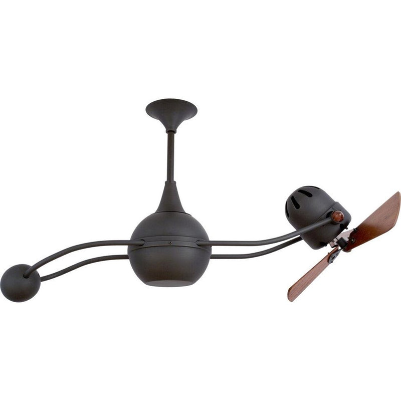 Matthews Fans Brisa 2000 40in 3-Blade Rotational Ceiling Fan | Contemporary Black Nickel and Mahogany Wood | Covered Patio | Model B2K-BKN-WD