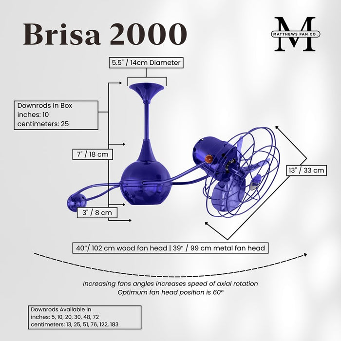 Matthews Fans Fan Brisa 2000 Rotational Ceiling Fan, Safira