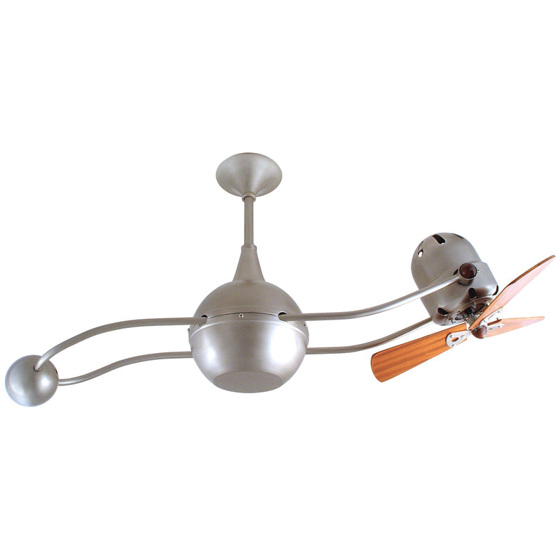 Matthews Fan Company Brisa 2000 40in Ceiling Fan | Brushed Nickel and Mahogany Wood | Indoor & Covered Patio | 40 x 7 x 7 in | Model B2K-BN-WD-DAMP