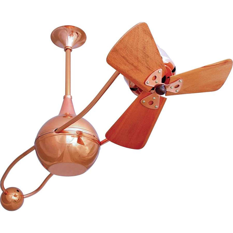 Matthews Fan Company Brisa 2000 40in Ceiling Fan | Brushed Copper and Mahogany Wood | Living Room & Covered Patio | 40 x 7 x 7 in | Model B2K-BRCP-WD