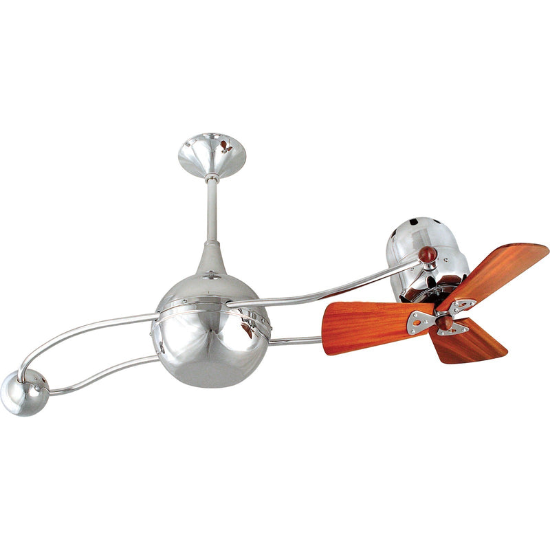 Matthews Fan Company Brisa 2000 40in Ceiling Fan | Chrome Steel and Mahogany Blades | Living Room & Bedroom | 40 x 7 x 7 in | Model B2K-CR-WD