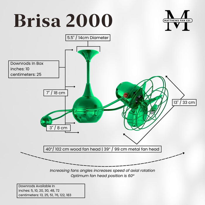 Matthews Fans Fan Brisa 2000 Rotational Ceiling Fan, Esmeralda