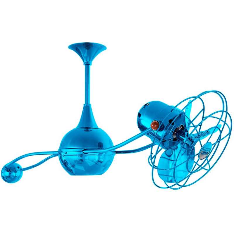 Matthews Fans Brisa 2000 39in 3-Blade Ceiling Fan | Contemporary Agua Marinha and Metal Blade | Covered Patio & Sunroom | Model B2K-LTBLUE-MTL